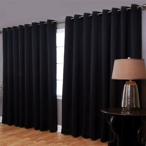 Wide blackout curtains - Alcott Hill®'s blackout curtains feature an innovative fabric construction for the single-layer blackout. Unlike blackout curtains with stiff lining, Alcott Hill® Scarsdale Extra Solid Blackout Thermal Grommet Single Curtain Panel is extremely soft and durable. Wide-width curtains are perfect for large windows and patio doors.